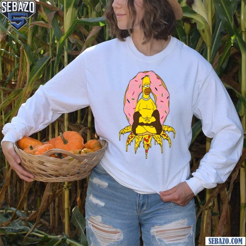 Homer Simpson Doughnut And Pizza Buddha Shirt long sleeved