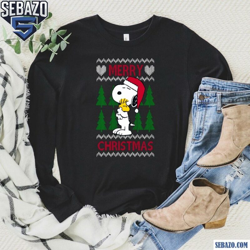 Merry Christmas Peanuts Snoopy Woodstock Shirt long sleeved