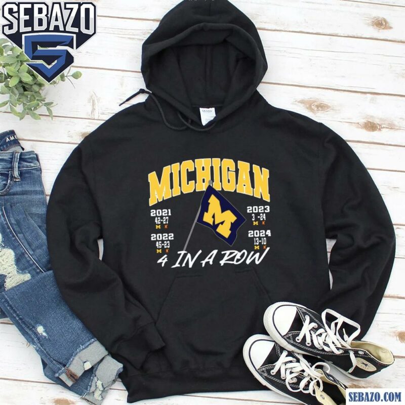 Michigan Wolverines Football Flag 4 In A Row Shirt hoodie