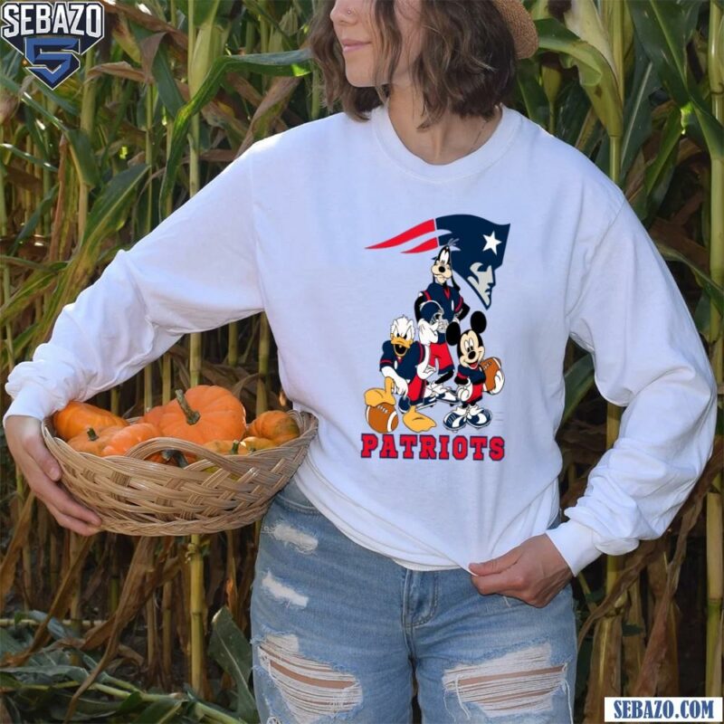 Mickey And Friends New England Patriots Football Shirt long sleeved