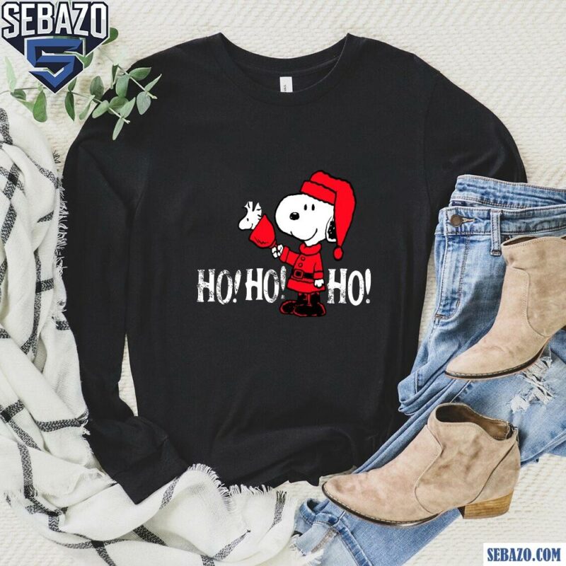 Peanuts Christmas Snoopy In A Santa Suit Ho Ho Ho Shirt long sleeved