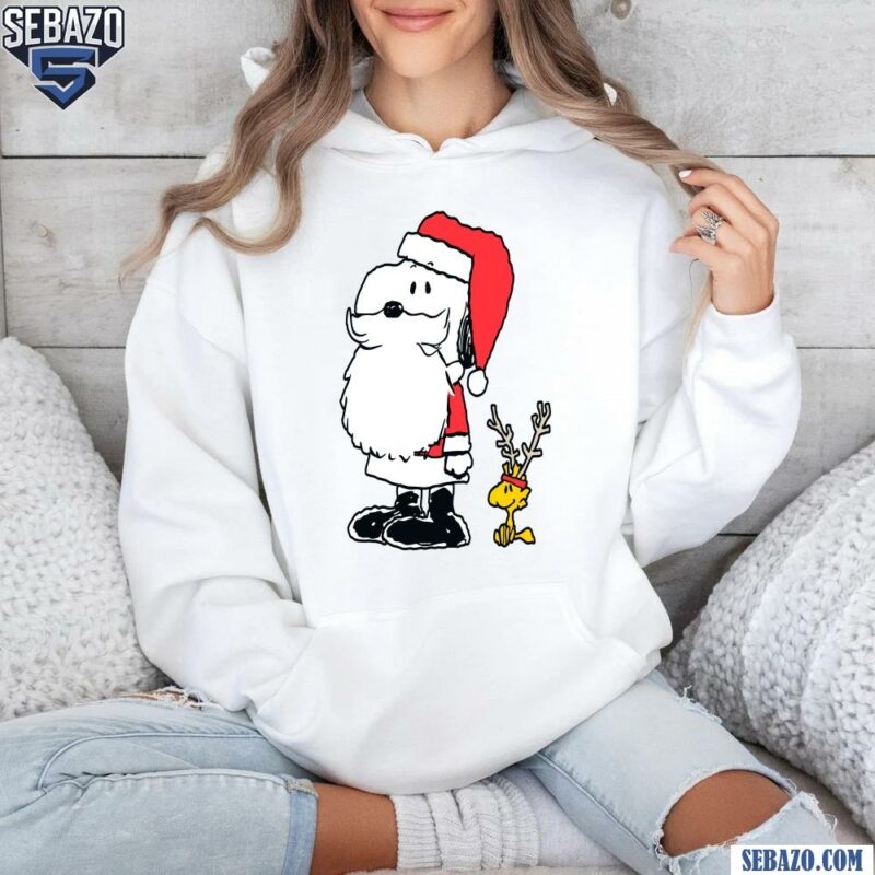 Peanuts Christmas Snoopy Woodstock Antlers Santa Shirt hoodie