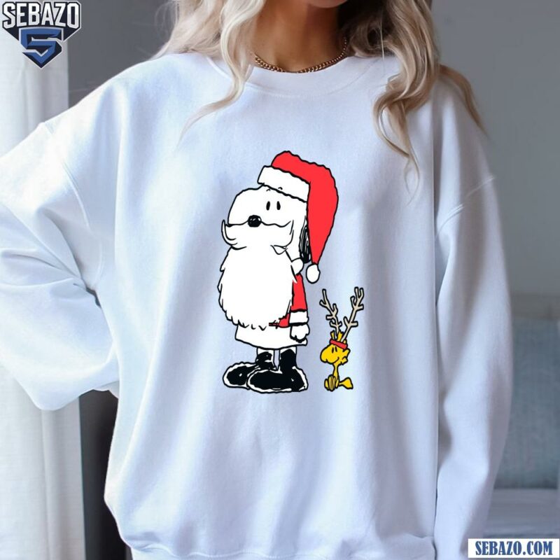 Peanuts Christmas Snoopy Woodstock Antlers Santa Shirt sweatshirt