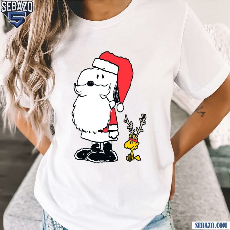 Peanuts Christmas Snoopy Woodstock Antlers Santa Shirt t-shirt