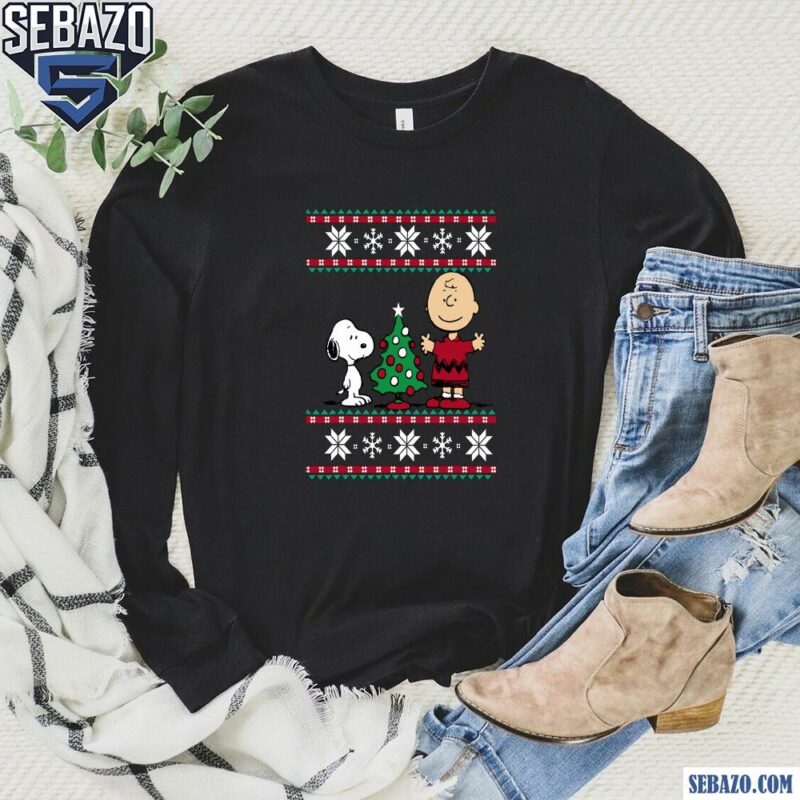 Peanuts Snoopy And Charlie Christmas Tree Shirt long sleeved