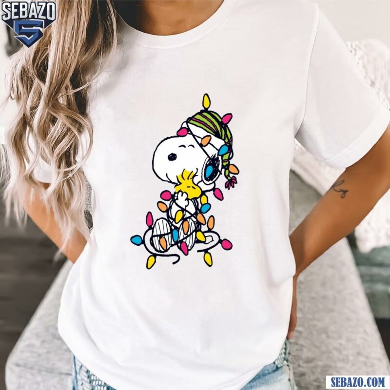 Peanuts Snoopy Woodstock Christmas Light Paint Shirt t-shirt