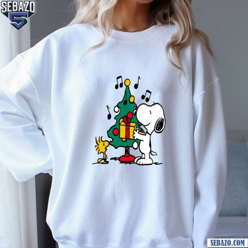 Peanuts Snoopy Woodstock Merry Christmas Tree Shirt sweatshirt