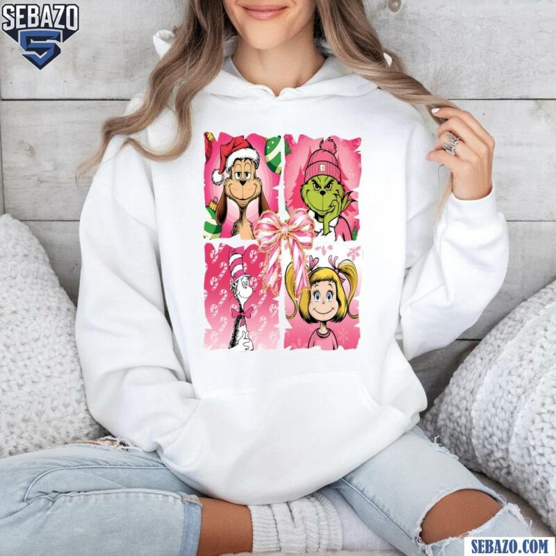 Pink Grinch Christmas Coquette Glitter Shirt hoodie