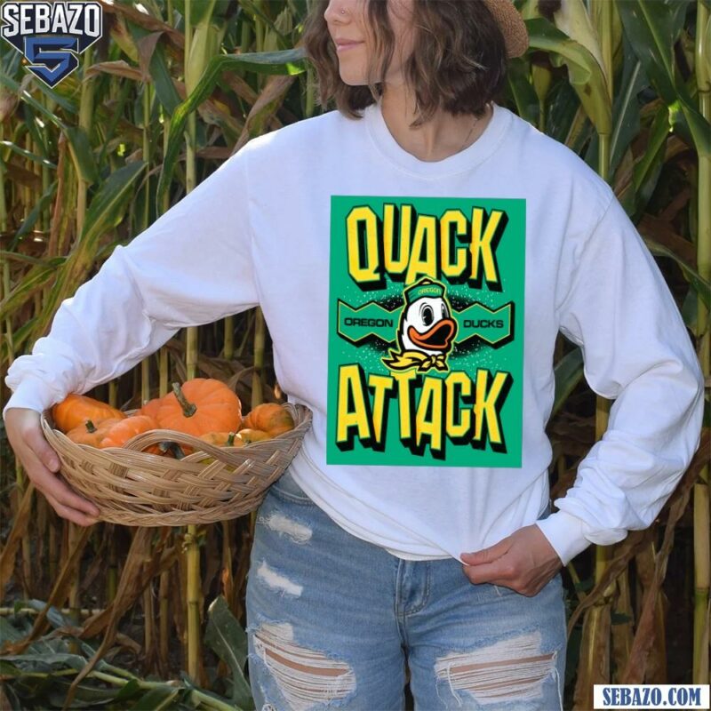 Quack Attack Oregon Ducks Football Logo Shirt long sleeved