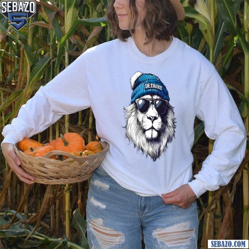 Retro Detroit Lion Football Big Face Logo Mascot Shirt long sleeved