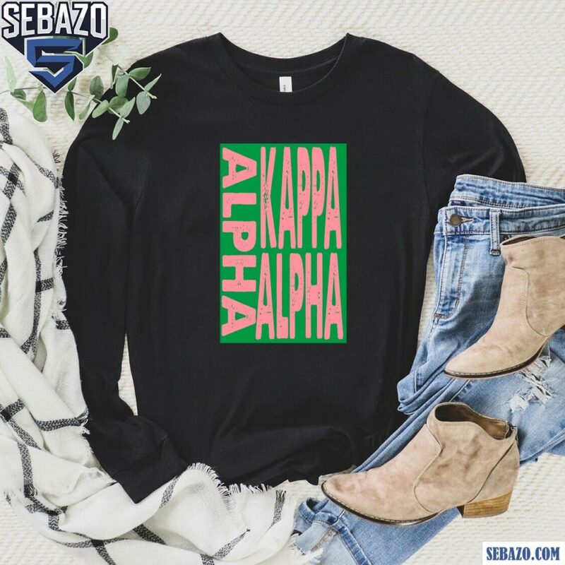 Retro Pink And Green Alpha Kappa Alpha Sorority Shirt long sleeved