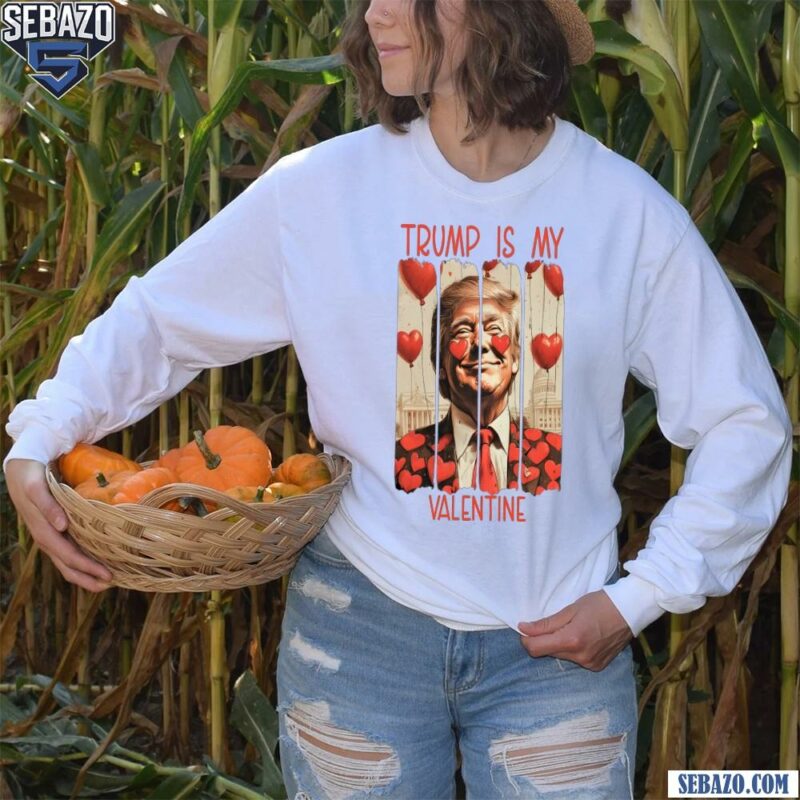 Retro President Trump Is My Valentine Heart Balloons Shirt long sleeved