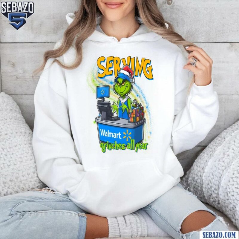 Serving Grinches All Year Christmas Grinch Cashier Shirt hoodie