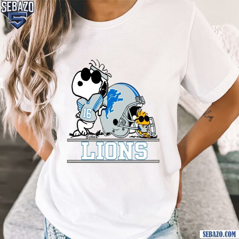 Snoopy And Woodstock Detroit Lions Football Helmet Logo Shirt t-shirt