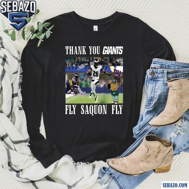 Thank You Giants Fly Saquon Fly Chill Guy Shirt long sleeved