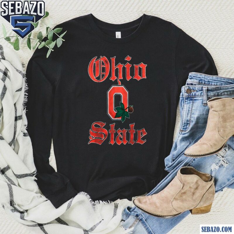 Vintage Ohio State Football Logo Leaf Shirt long sleeved