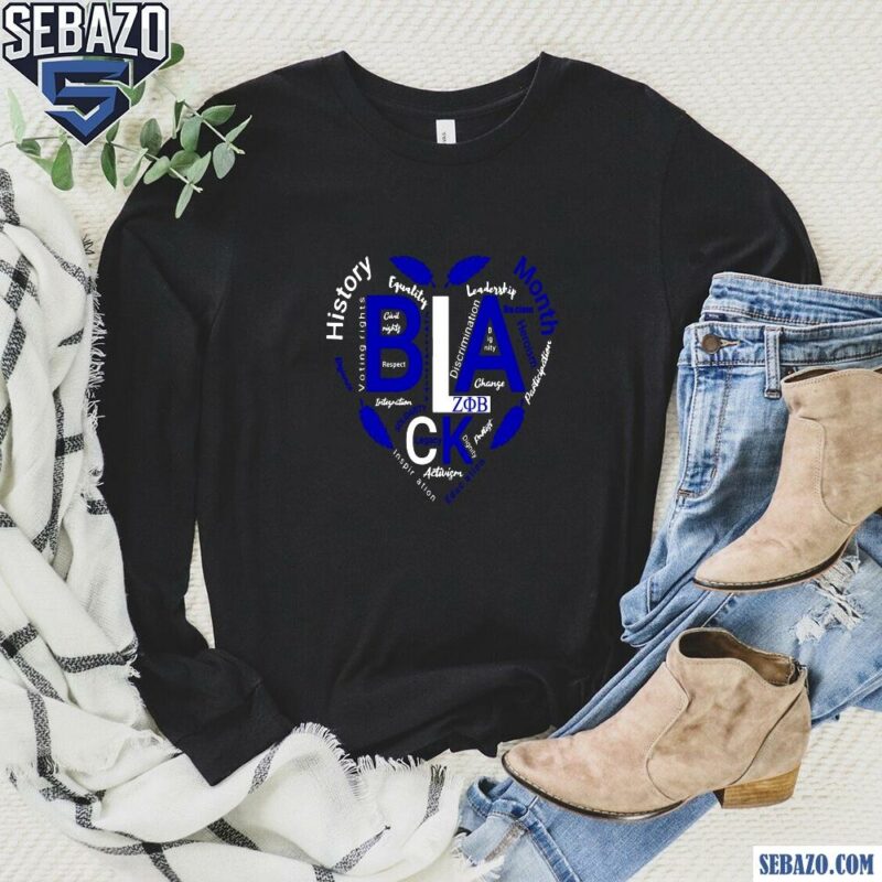 Zeta Phi Beta Black History HeartSVG long sleeved