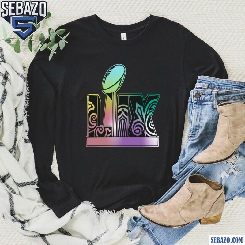 Colorfull Super Bowl Lix Trophy Logo Shirt long sleeved