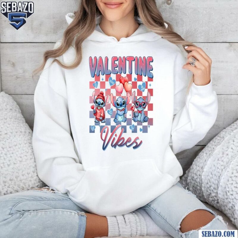 Disney Stitch Valentine Vibes Checkered Shirt hoodie