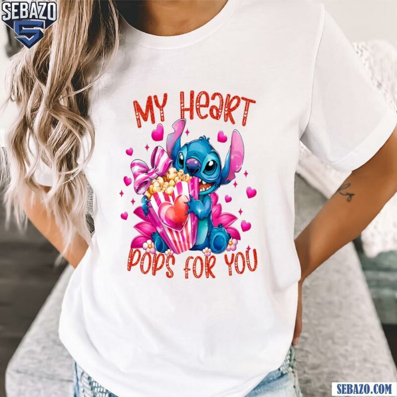 Disney Valentine Stitch My Heart Pops For You Shirt t-shirt