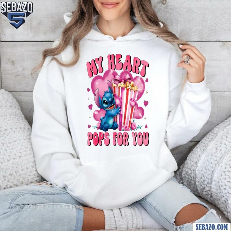 Disney Valentine Stitch My Heart Pops For You Shirt hoodie