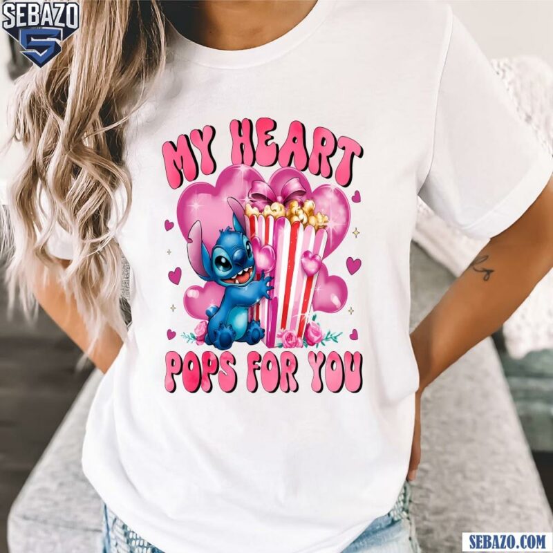 Disney Valentine Stitch My Heart Pops For You Shirt t-shirt