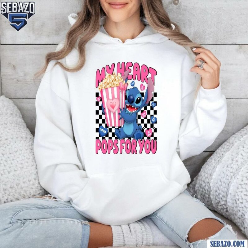 Funny My Heart Pops For You Disney Valentine Stitch Shirt hoodie