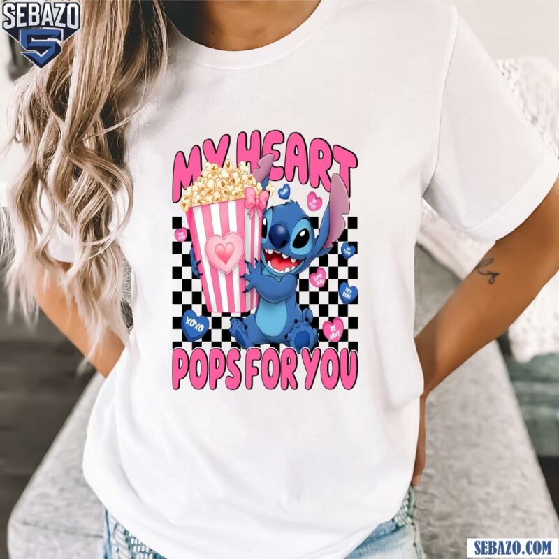 Funny My Heart Pops For You Disney Valentine Stitch Shirt t-shirt