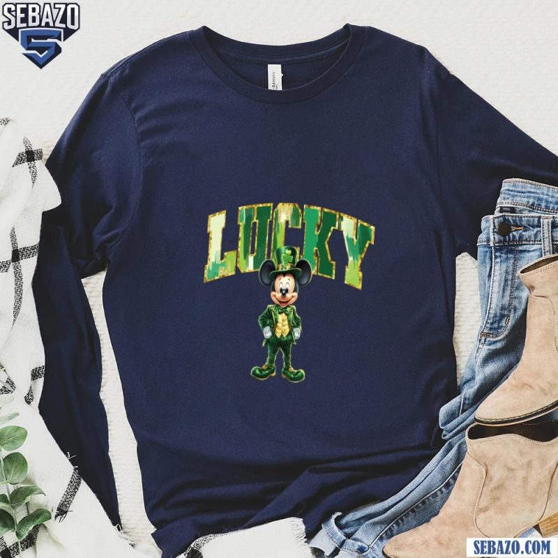 Glitter Lucky Mickey St Patricks Day Shirt long sleeved