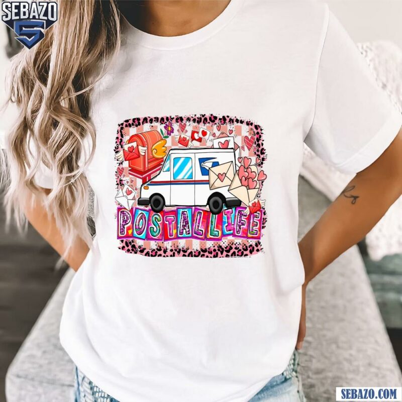 Glitter Postallife Truck Valentine Postman Leopard Pattern Shirt t-shirt