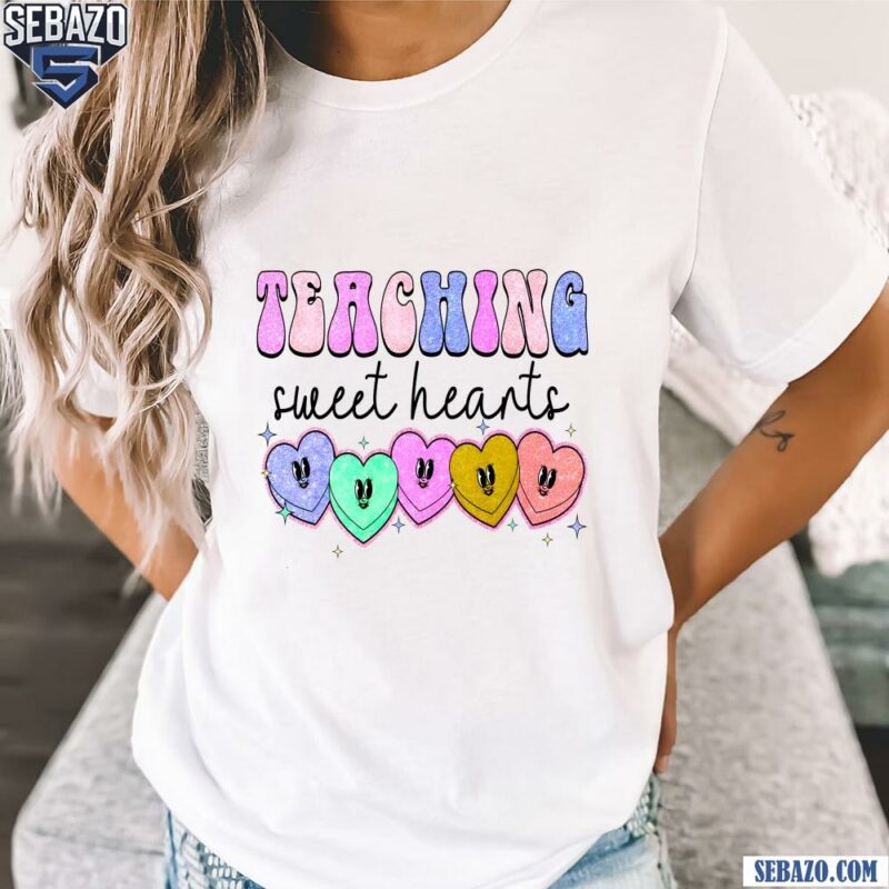 Glitter Teaching Sweet Heart Valentines Teacher Shirt t-shirt