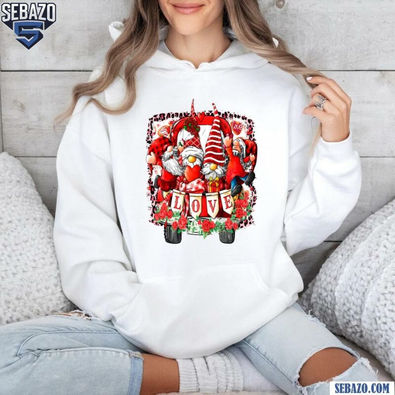 Glitter Truck Gnome Love Valentines Day Shirt hoodie