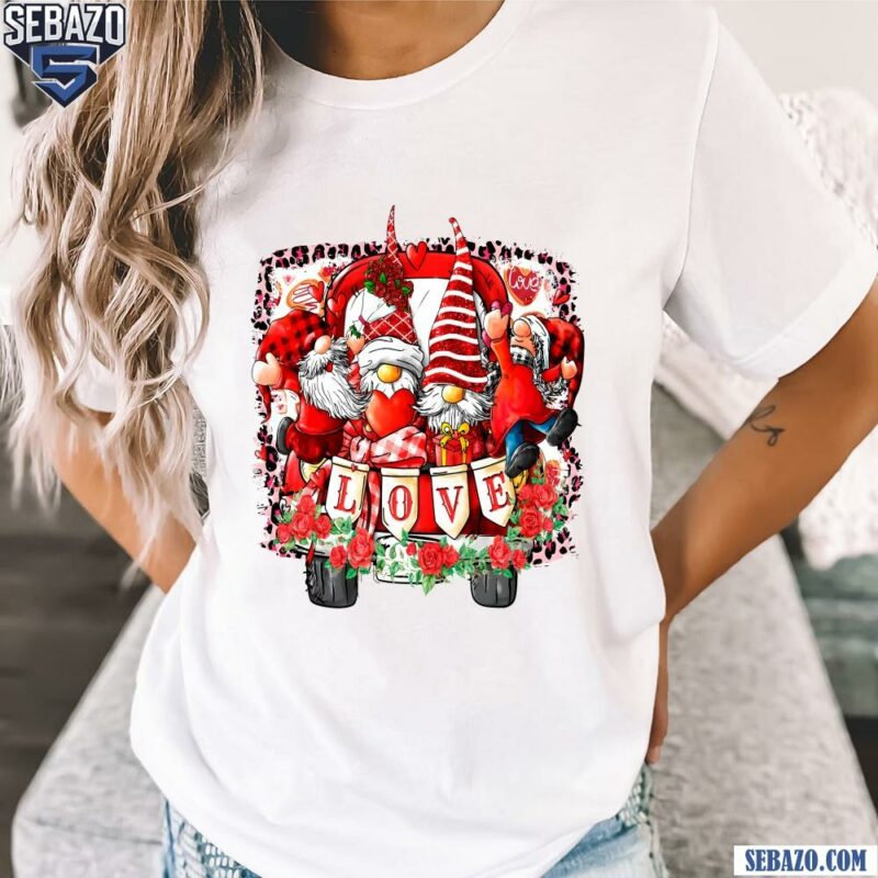 Glitter Truck Gnome Love Valentines Day Shirt t-shirt