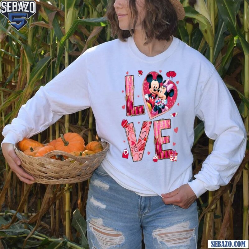 Glittle Disney Mickey And Minnie Love Valentines Shirt long sleeved