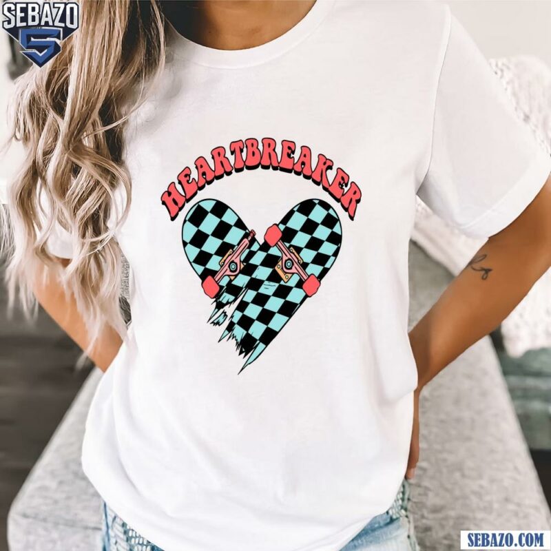 Hearbreaker Skateboard Checkered Funny Valentines Day Shirt t-shirt