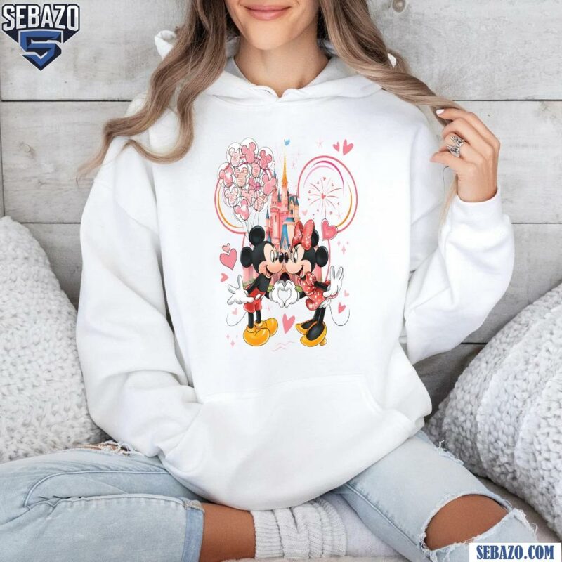 Mickey And Minnie Couple Valentines Disney Castle Shirt hoodie