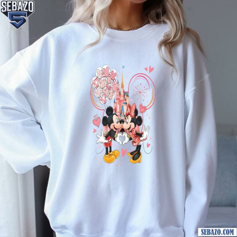 Mickey And Minnie Couple Valentines Disney Castle Shirt sweatshirt