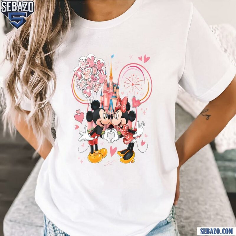 Mickey And Minnie Couple Valentines Disney Castle Shirt t-shirt