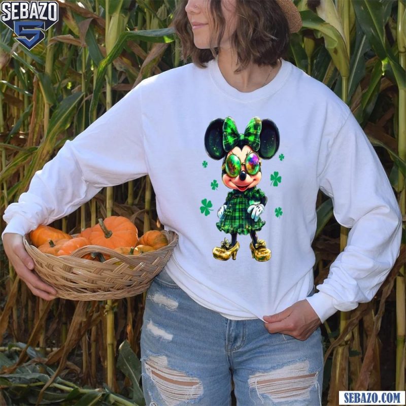 Minnie Mouse St Patricks Day Lucky Clover Shirt long sleeved