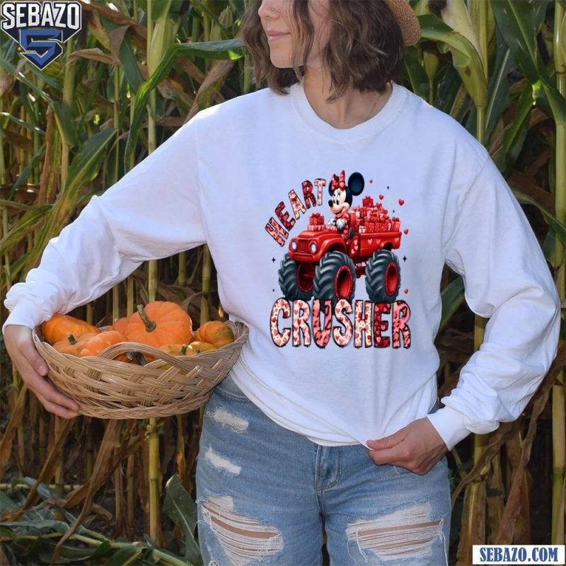 Minnie Mouse Valentine Heart Crusher Tractor Shirt long sleeved