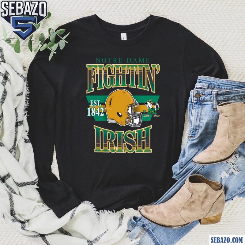 Notre Dame Fighting Irish Football Est 1842 Vintage Logo Helmet Shirt long sleeved