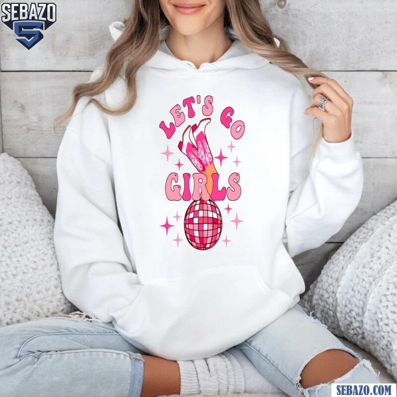 Retro Lets Go Girls Valentines Cowgirl Disco Ball Shirt hoodie