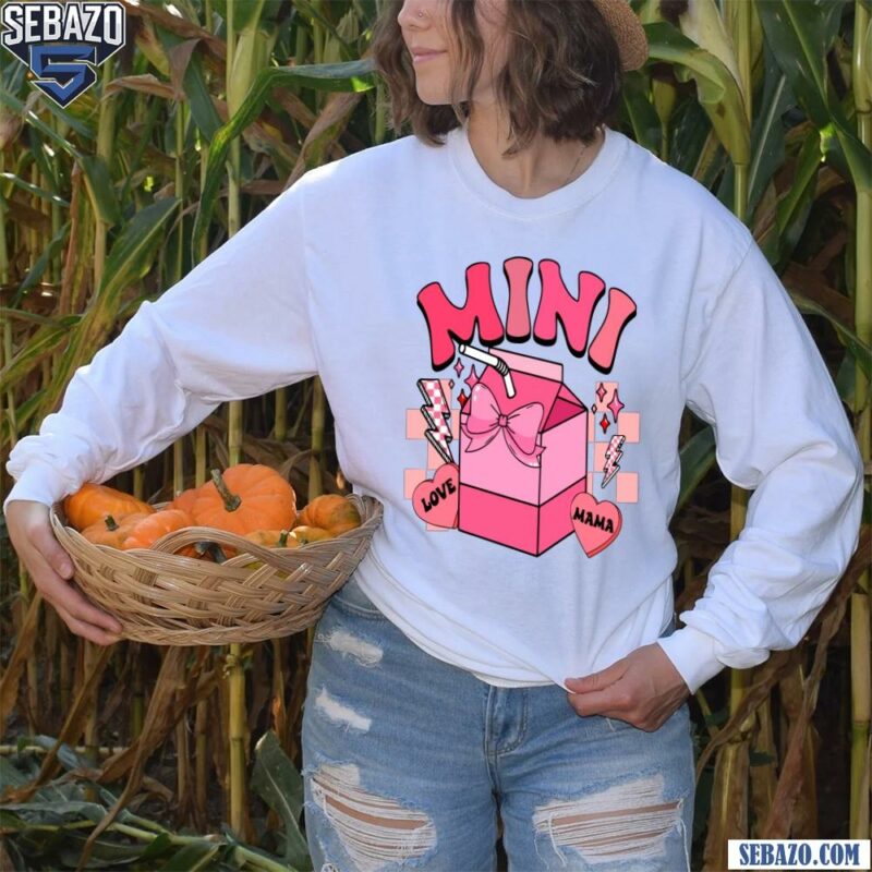 Retro Mini Milk Pink Candy Heart Love Mama Checkered Shirt long sleeved