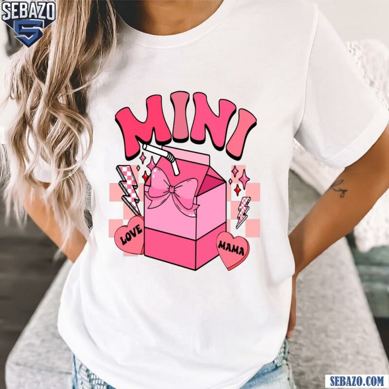 Retro Mini Milk Pink Candy Heart Love Mama Checkered Shirt t-shirt