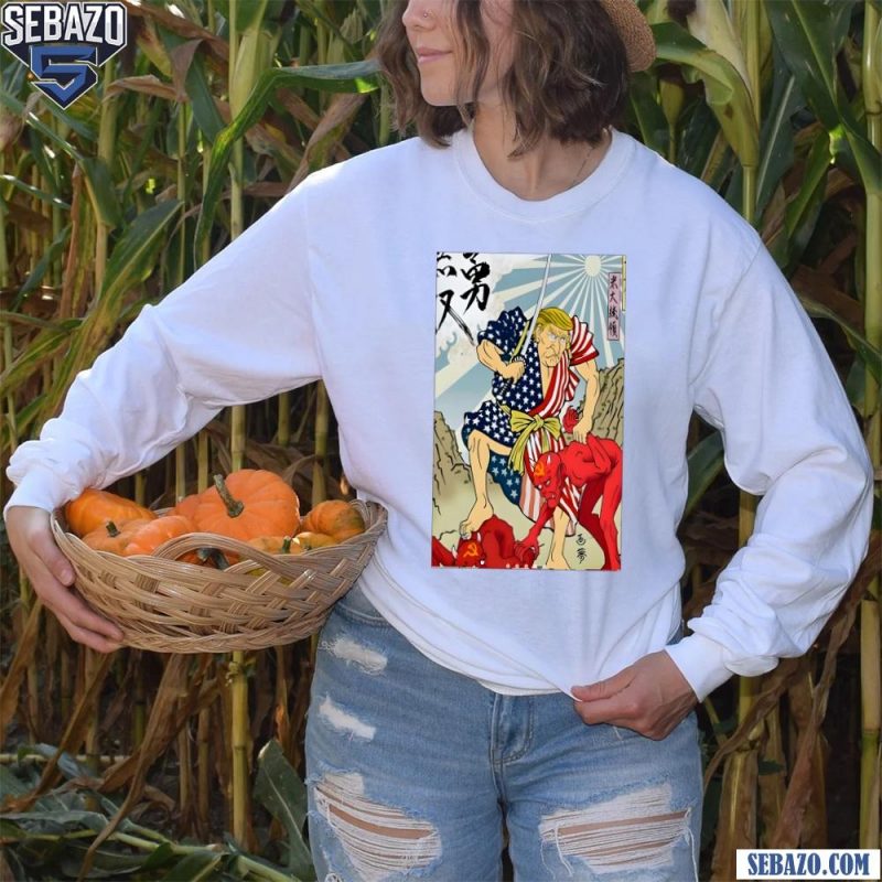 Samurai Donald Trump Communist Devil Japanese Painting Shirt long sleeved