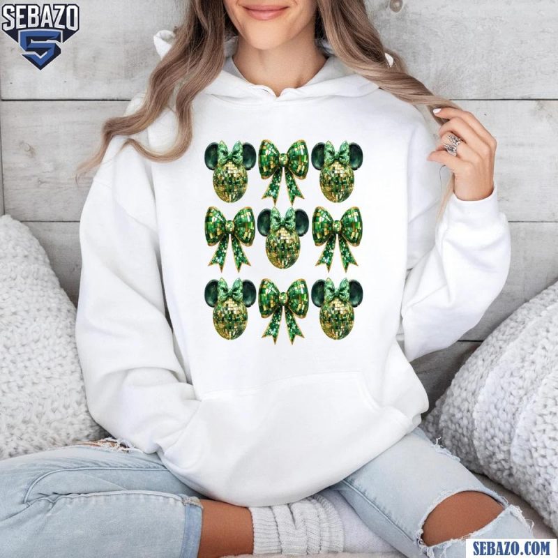 St Patricks Day Disco Ball Coquette Shamrock Irish Shirt hoodie