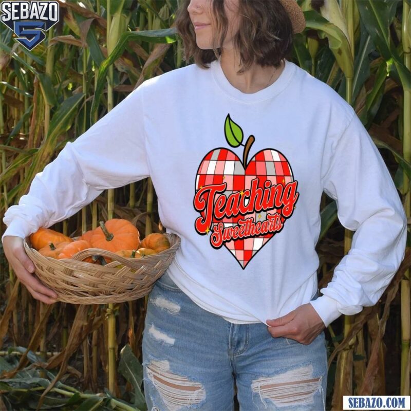 Teaching Sweethearts Valentine Heart Apple Checkered Shirt long sleeved