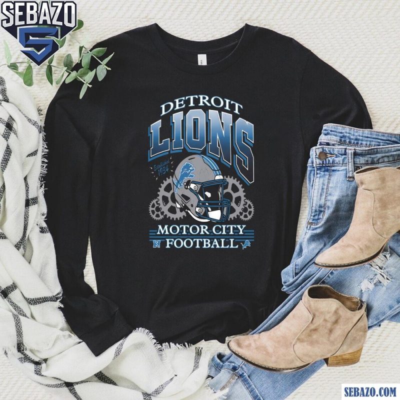 Vintage Logo Detroit Lions Motor City Football Helmet Shirt long sleeved