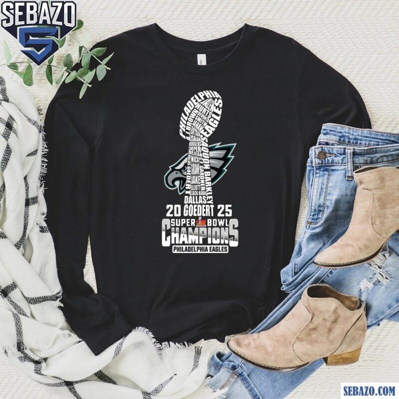 2025 LIX Super Bowl Champions Philadelphia Eagles NFL Trophy Shirt long sleeved