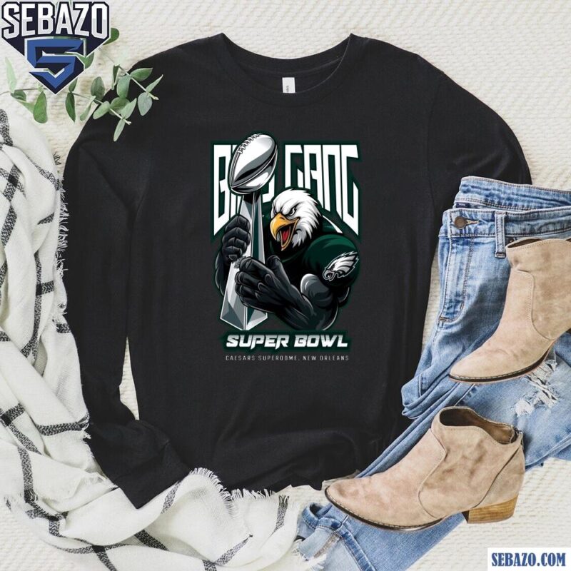 Bird Gang Super Bowl LIX Trophy Champion Eagles Mascot Shirt long sleeved